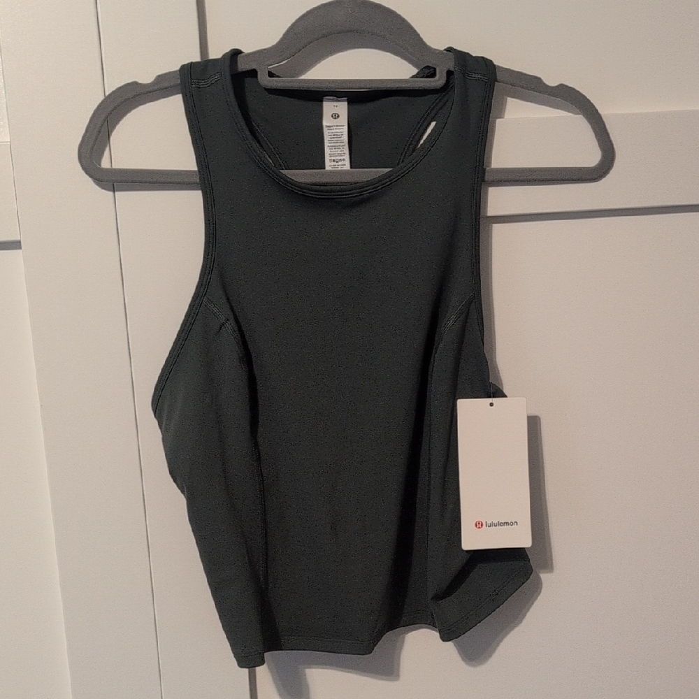 Lululemon Olive Green Nuluc Racerback Cropped Run Tank Top